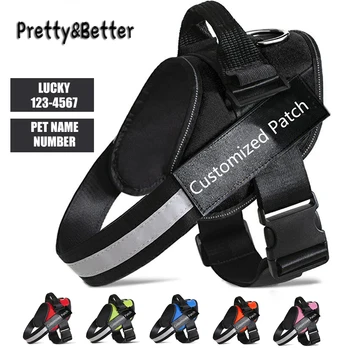 

Pretty&Better Dog Harness Reflective Breathable NO PULL Pet Harness for Service Dog Outdoor Walking Supplies ID Customized Patch