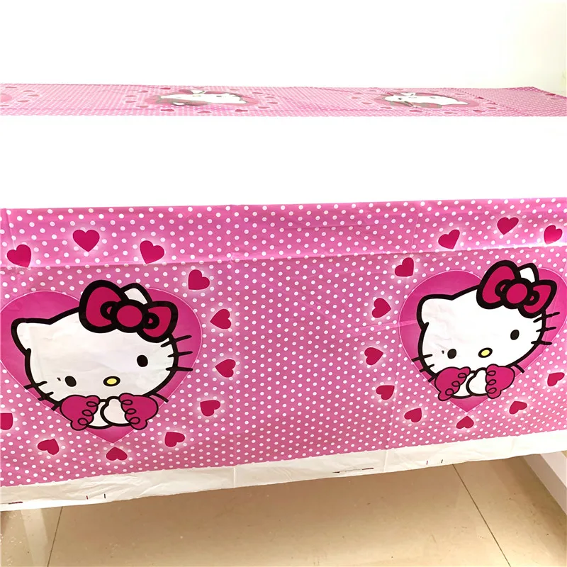 1 шт., розовый рисунок hello kitty, 108*180 см, для украшения дня рождения, Детские вечерние принадлежности, одноразовая посуда, скатерть для душа ребенка