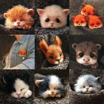

Wool felt handmade DIY material pack animal brooch