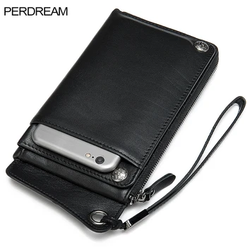 

First layer cowhide men's wallet long clutch bag multi-card mobile phone bag