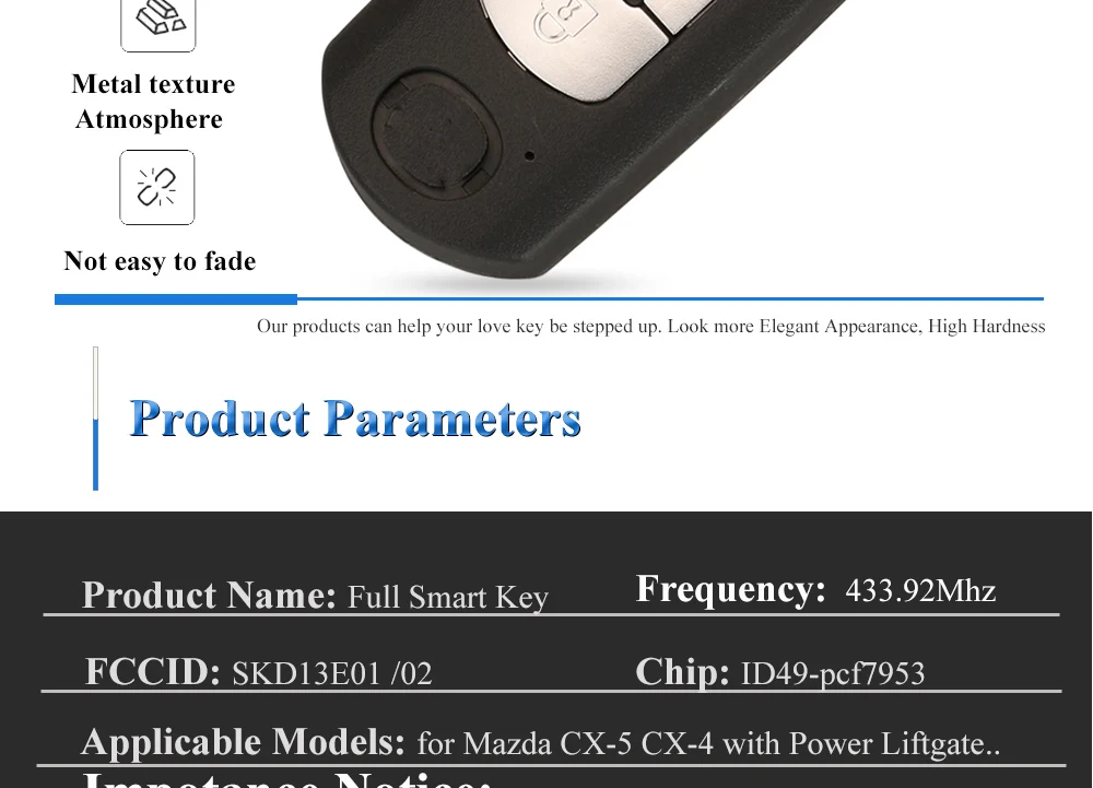 Chiave/Telecomando Per Mazda (sistema Mitsubishi) 6 3 Cx-4 Cx-5 Cx-7 Ske13e-01 - Smart Remote Fob 3 4 Pulsanti 433mhz 49 Chip Mazda - Hf8b39986e3264d1cb48bce0adba38797i