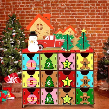 

DIY Christmas Countdown Advent Calendar Wooden Gift Storage Box with 24 Drawers TN99