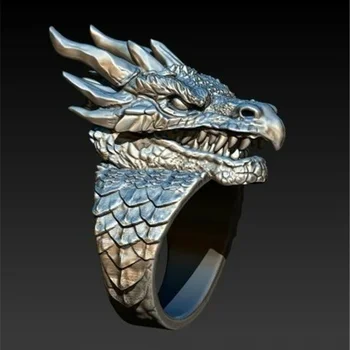 

FDLK New Retro Gothic Punk Male Ring Domineering Dragon Hip-Hop Ring Male Motorcycle Gift Jewelry Size 6-13 Wholesale