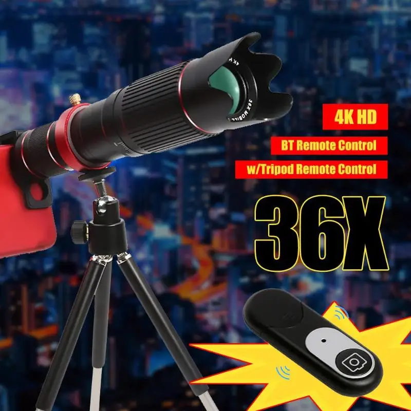 Newst Универсальный 4K HD 36X камера с оптическим увеличением объектив телеобъектив мобильный телескоп Телефон для смартфона телефон lente