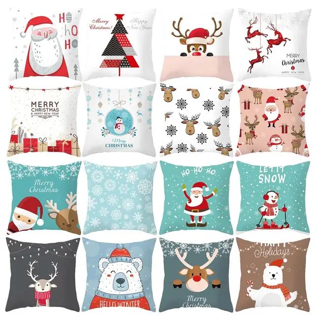 FENGRISE Merry Christmas Decor For Home Santa Claus Elk Pillowcase Christmas Ornament 2019 Navidad Xmas Gift Happy New Year 2020