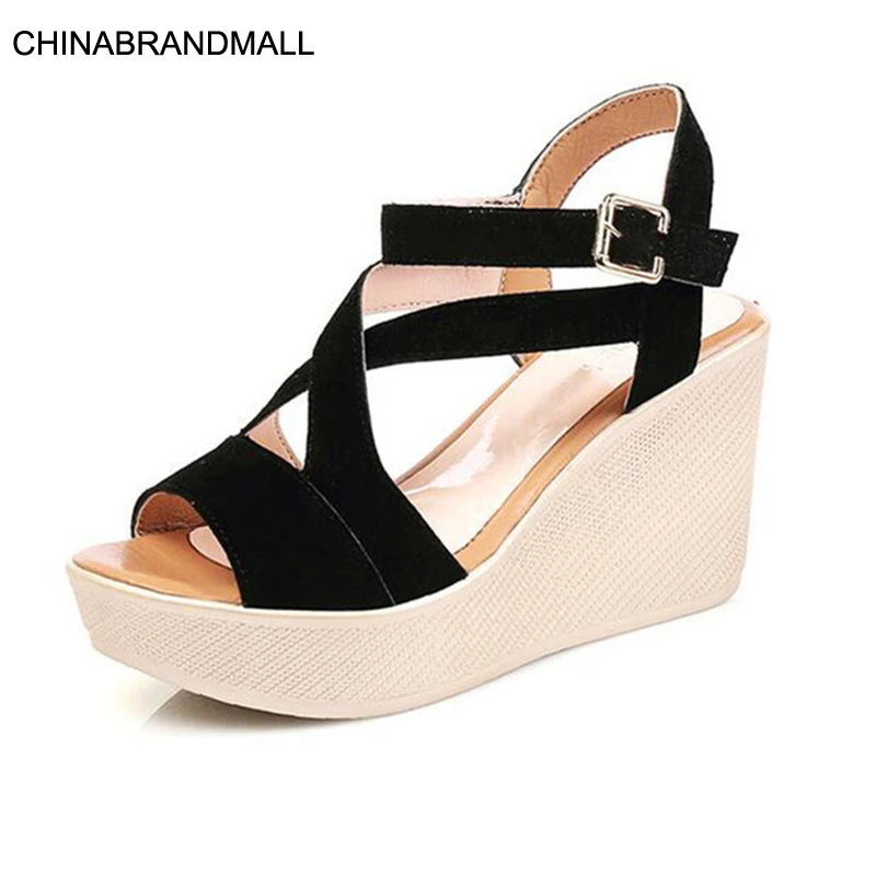 

women Sandals summer wedge High heels Sponge bottom of the thick Waterproof platform student women's shoes