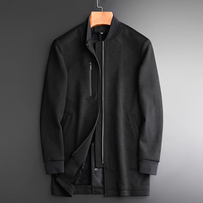 

Add Inner Pleuche Men Hight Quality Long Style Stand Collar Mens Coats And Jackets Plus Size 4xl Casual Man Coat