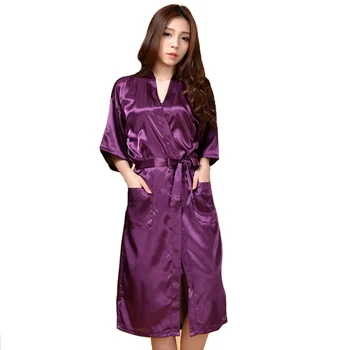 

Long Bride Bridesmaid Wedding Robe Sexy Sleepwear Nightgown Women Home Clothing Nightdress Satin Kimono Bathrobe Pajamas Gowns