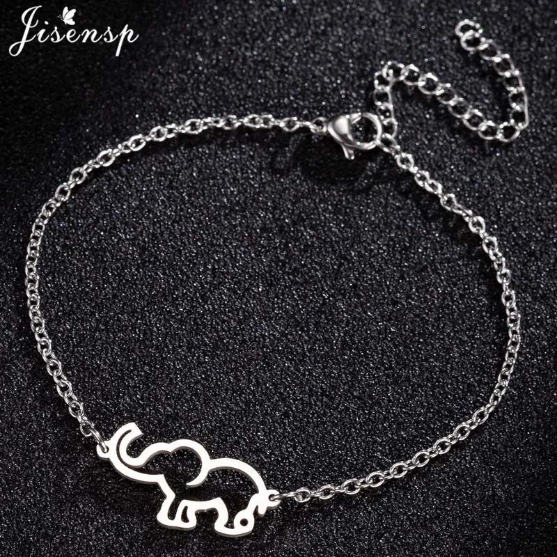 Jisensp мультфильм браслеты со слоном браслеты для женщин нержавеющая сталь звено цепи браслет Pulseira Feminina Дети Рождественский подарок