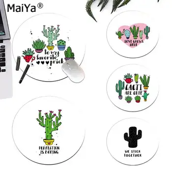 

MaiYa Nordic Cactus Simple Whie Silicone round mouse Pad to Mouse Game computer desk mat for gaming