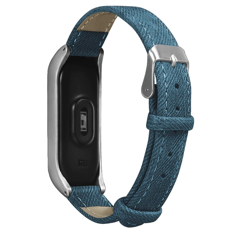 Watch Band for Xiaomi Mi Band 4 3 canvas Strap Leather Wrist Compatible Strap for Mi Band 4 Accessories Bracelet Miband 3 Strap