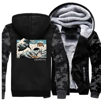 

Tonari No Totoro Printing Mens Jacket 2019 Japanese Anime Male Warm Coats Casual Harajuku Clothing Men Funny Vintage Brand Tops