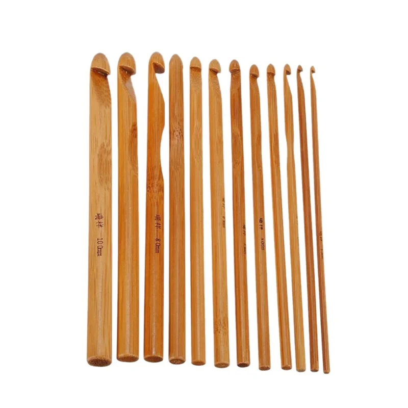 DIY Crochet Hooks Bamboo Knitting Needles Knit Set Weave Yarn Crafts Knitting Tools 12pcs/set