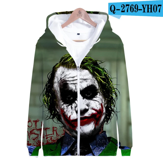 Горячая HAHA Джокер толстовки на молнии для мужчин s Хэллоуин Crazy Smile толстовки с капюшоном для мужчин/женщин Suicide HAHA Joker куртка с капюшоном в стиле хип-хоп - Цвет: 3dLL-308-06