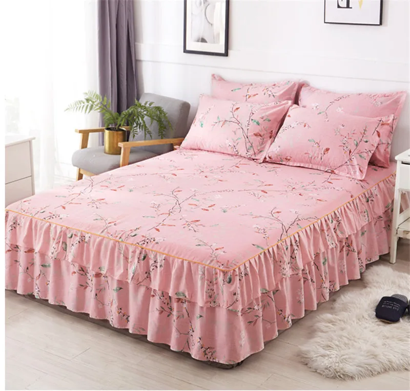 Floral Bedspread Bed Skirt Non-slip Fitted Sheet Cover Graceful 3pcs Double Lace Home Textile Cover + Pillowcase colcha de cama Floral Bedspread Bed Skirt Non-slip Fitted Sheet Cover Graceful 3pcs Double Lace Home Textile Cover + Pillowcase colcha de cama