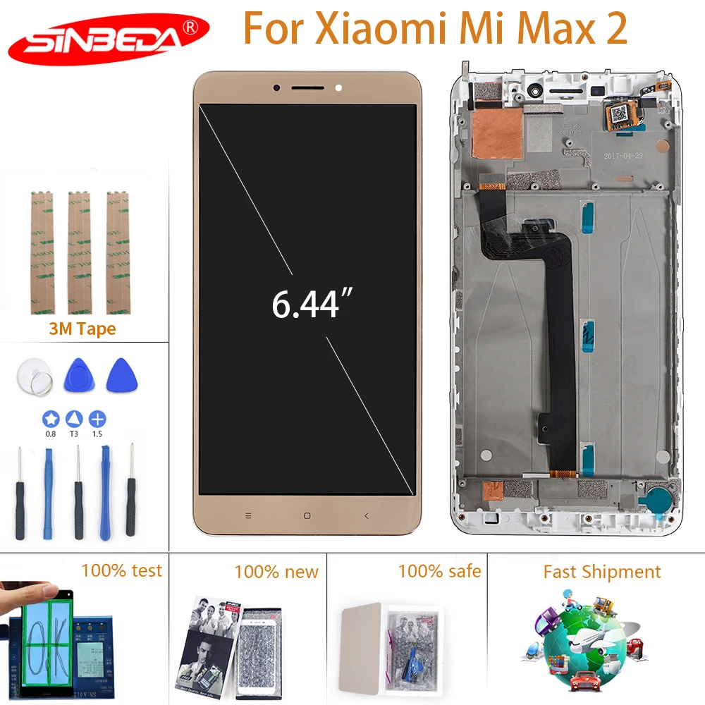 Оригинальный дисплей 6 44 дюйма для XIAOMI Mi Max 2 сенсорный ЖК экран с рамкой сменный