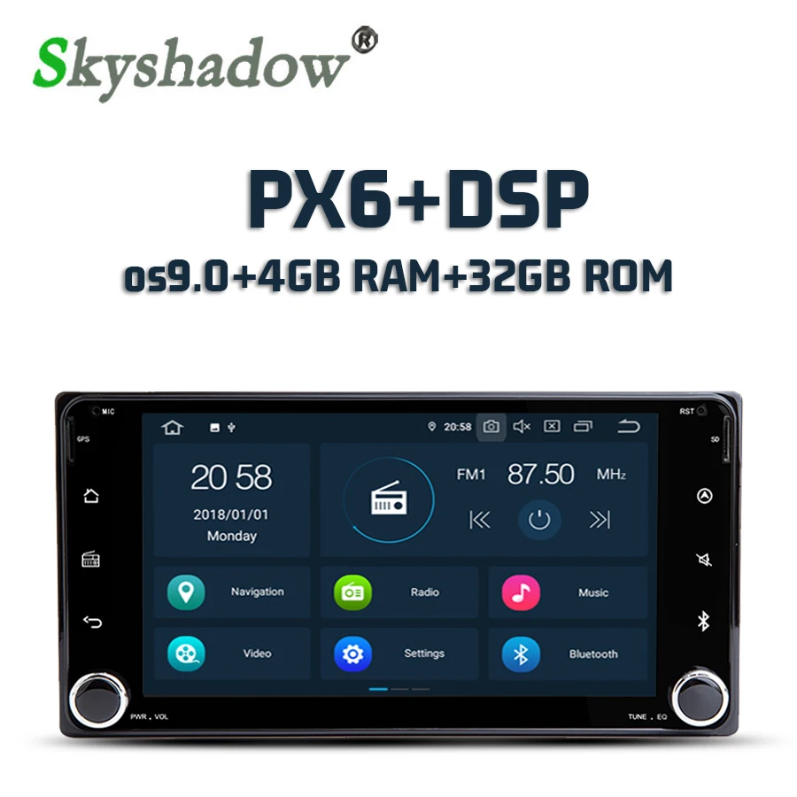 Discount PX6 Android 9.0 4G + 32G Car DVD Player Wifi GPS Map RDS Radio Bluetooth 4.2 For Toyota Camry Corolla Highlander Prado Tundra 0