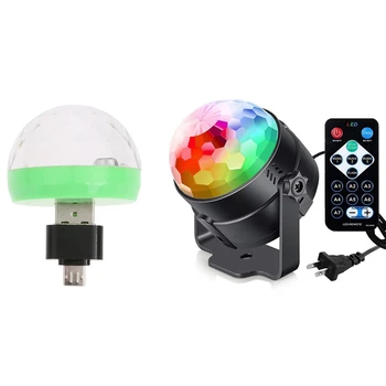 

USB Led Party Lights Portable Crystal ic Ball & Sound Activated Party Lights with Remote Control Dj Lighting US Plug