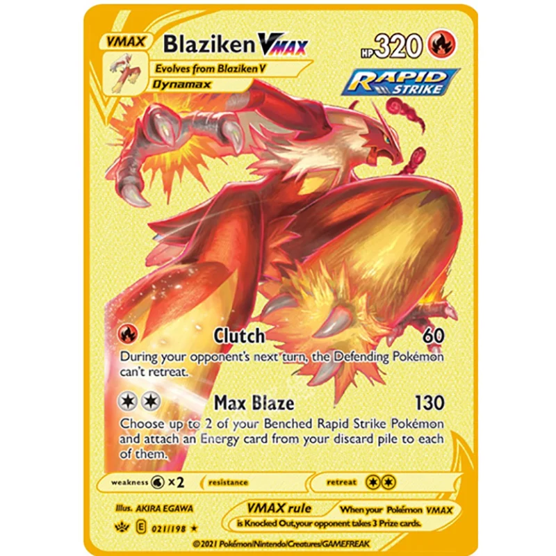 Mais novo jogo de batalha pokemon cartões brilhando destinos urshifu vmax  ouro metal cartão tapu koko blaziken coleção criança brinquedo presente