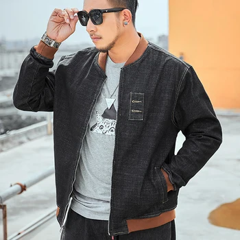 

Men loose denim jacket autumn spring motorcycle jacket fashion top plus size big coat brand luxury high quality jacket