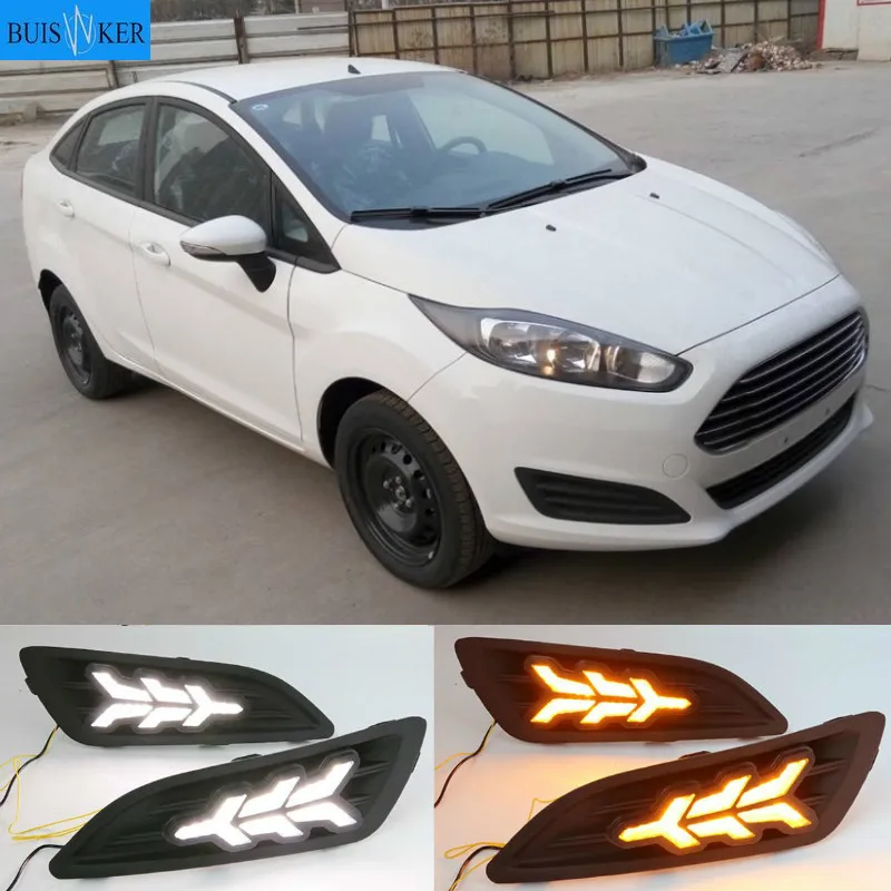 

1 пара дневные ходовые огни для форд фиеста 2013 2014 2015 2016 Габаритные огни противотуманная фара крышка Тюнинг автомобилей белый дневной свет