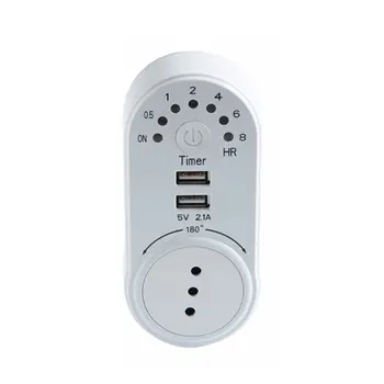 

ITA Plug Countdown Timer Switch Dual USB Ports 1 AC Socket 8 Hours Auto Shut Off