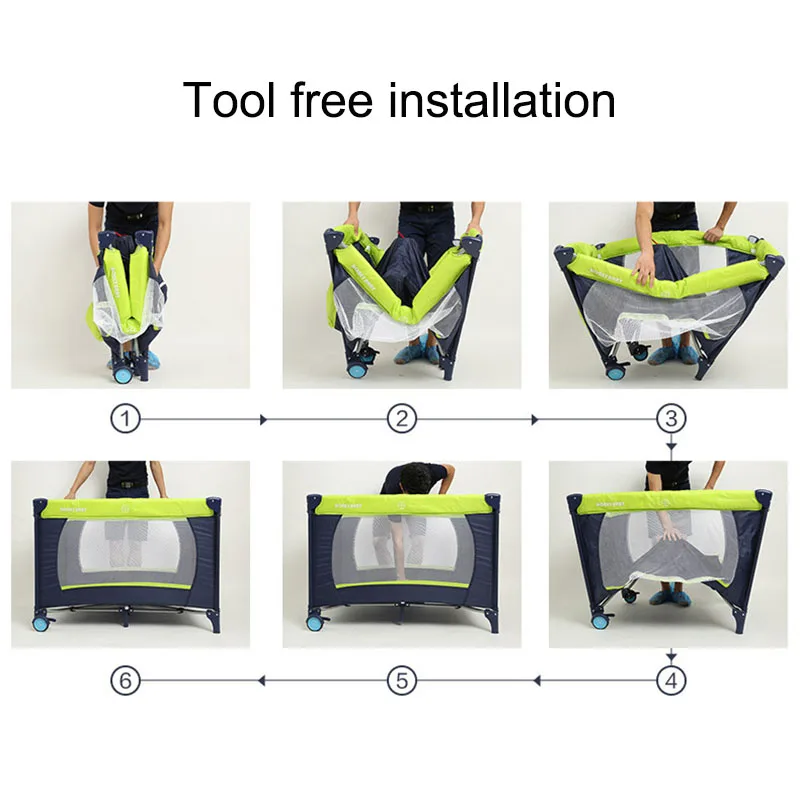 Baby crib Game bed Diaper table Baby bed Multifunctional crib Foldable Portable With rollers Easy t