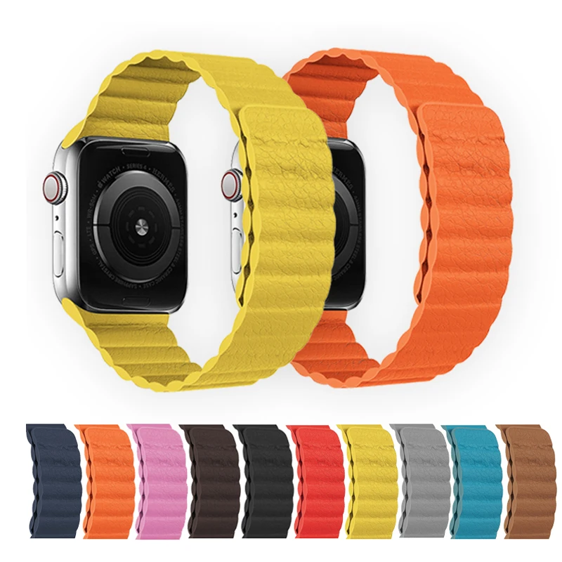 Ремешок для умных часов iWatch Series 3 4 5 6 SE 7 45 мм кожаный | Наручные часы