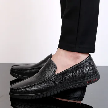 

1Men Genuine Leather Shoes outdoor Business Dress Moccasins loafers Flats Slip On New Men's Casual Shoes Dress Mens Shoes L5