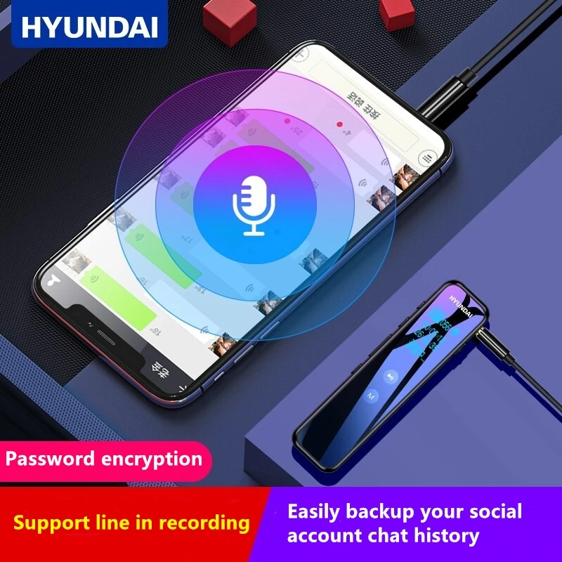 Digital de Voz Ativado por Áudio Gravador Hyundai Dictaphone Portátil Mini Mp3 - Image 5