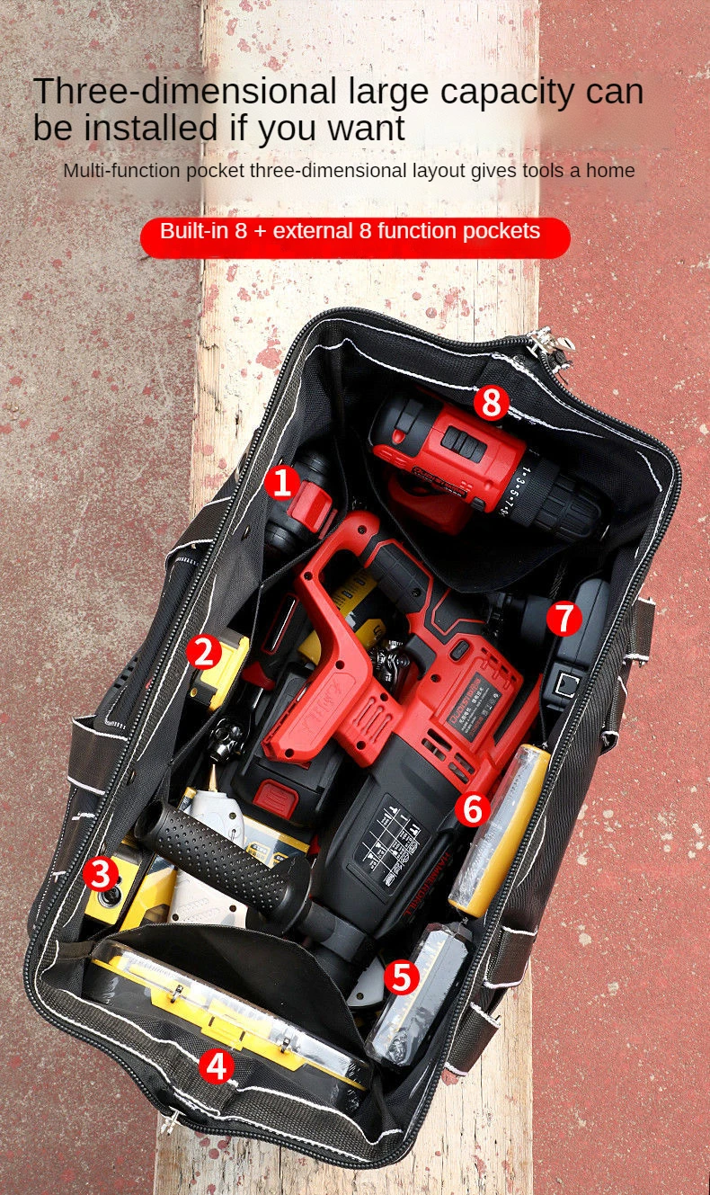 tool chest Tool Bag Thickened Fabric Electrician Bag 1680D Oxford Waterproof Wear-Resistant Strong Anti-Fall Storage Toolkit best rolling tool box