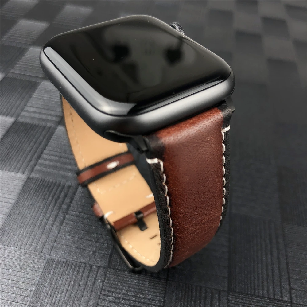 Ремешок из натуральной кожи для apple watch Series 5 44 мм 40 браслет iwatch 4 3 2 1 42 38 мм|Ремешки
