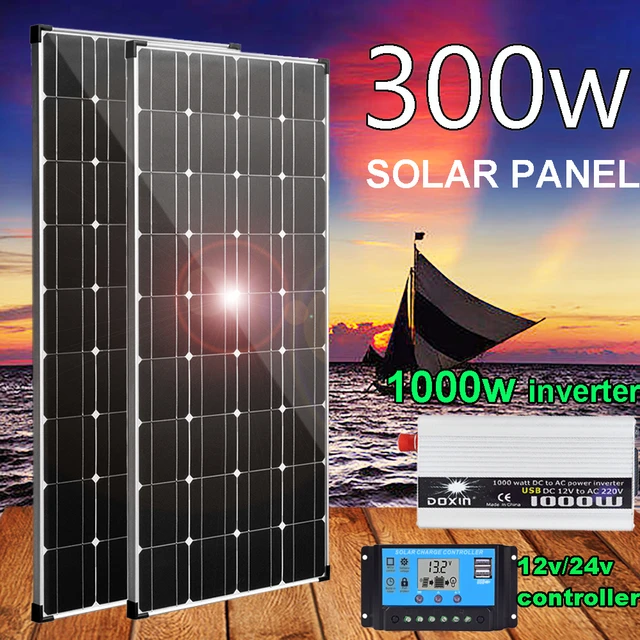 pannello solare 300w 12v kit fotovoltaico pannelli solari per cellulare 5v  batteria 12v/24v batteria camper camper camper energia 1000w sistema  inverter - AliExpress