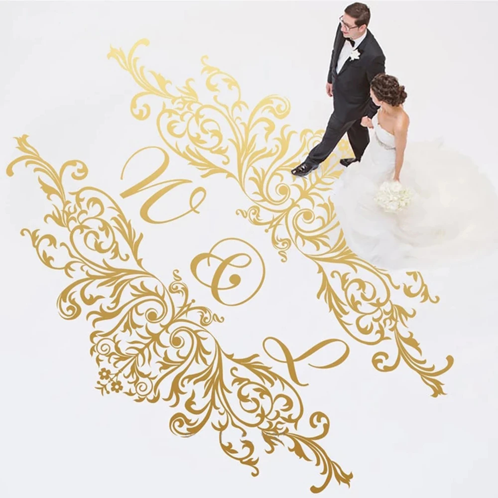 

Wedding Dance Floor Circle Monogram Stickers Removable Vinyl For Custom Personalized Party Wedding Decor Decals Poster HY2208