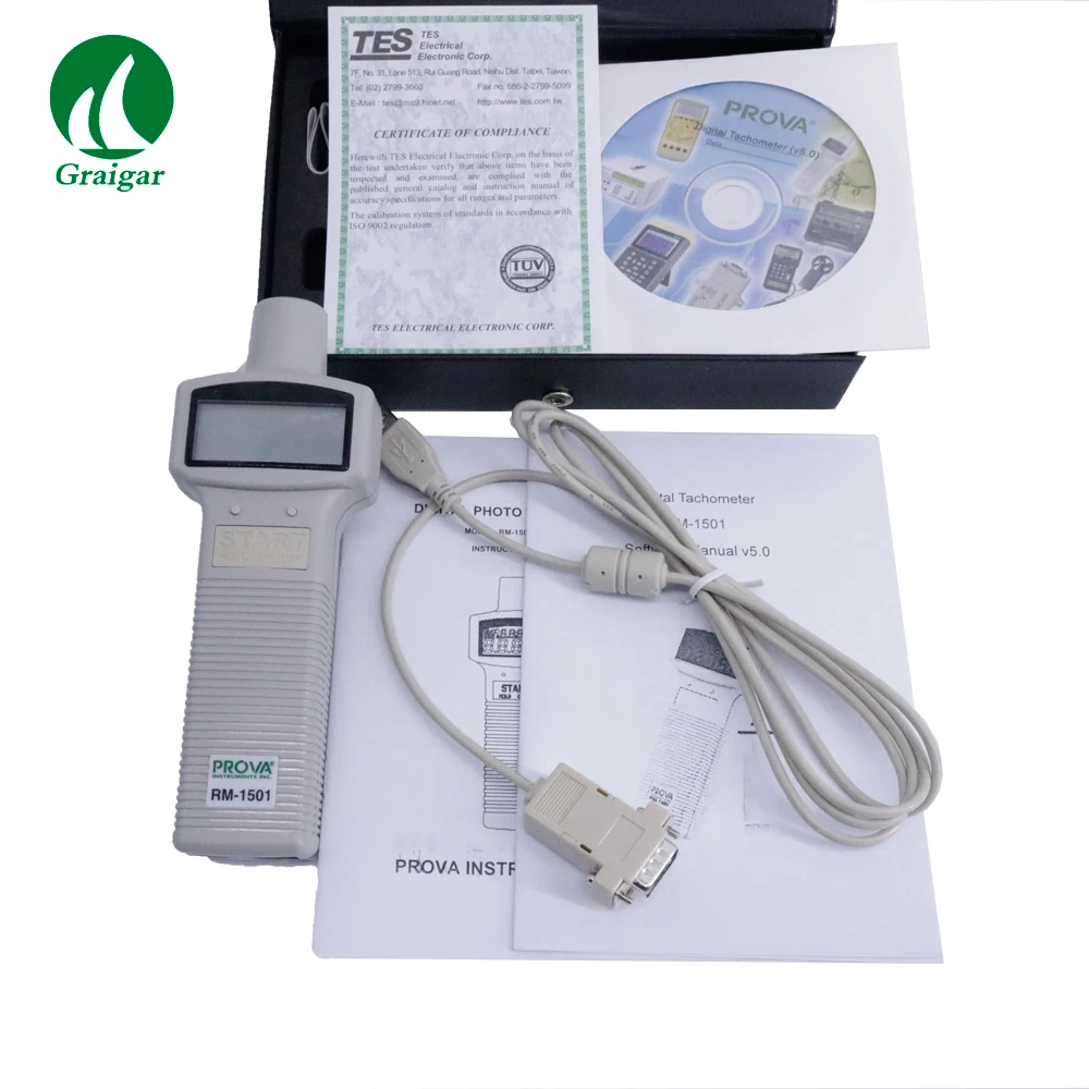 

TES RM-1501 Digital LCD Tachometer Distance Test Contact/Non Contact RS232
