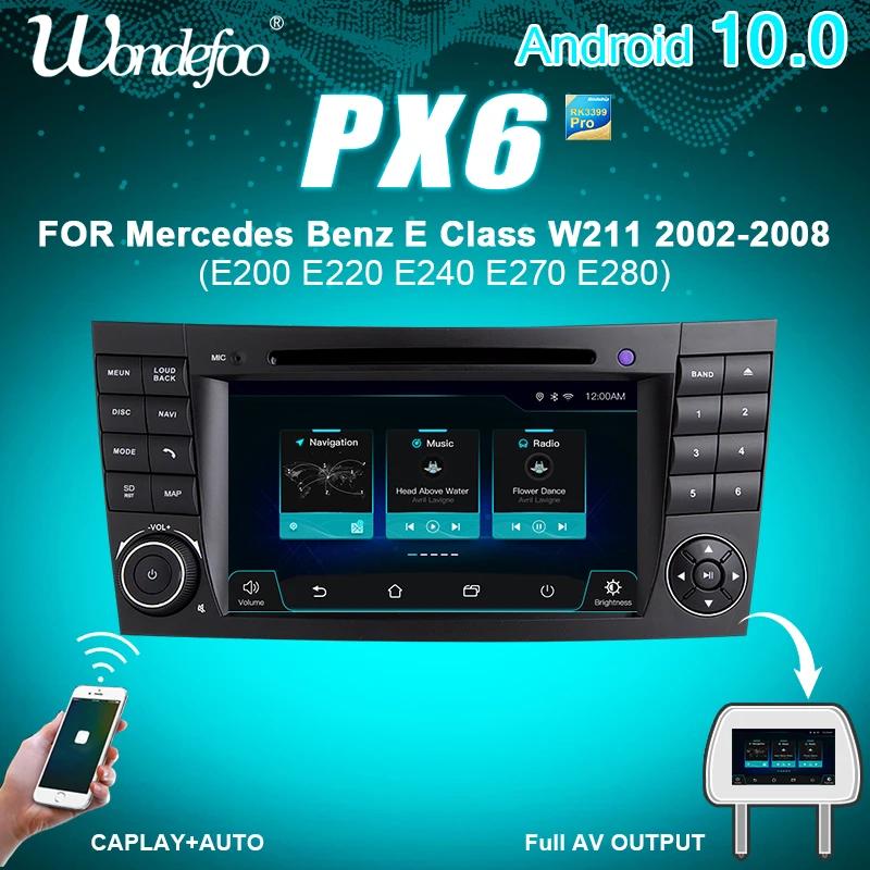 PX6 2 DIN Android 10 автомобиль радио для Mercedes Benz e класс W211 E200 E220 E300 E350 E240 E270 E280 W219 2DIN Авто
