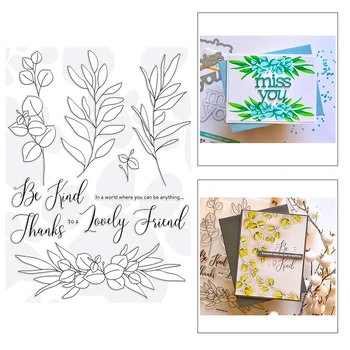 

2020 New Hot Leaves Clear Sentiment Valentine Stamps Sets and Words Metal Cutting Dies Scrapbooking Foil For Crafts Card Making