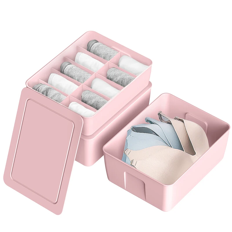 

Plastic Underwear Storage Box Household Bra Storage Box Plastic with Cover Compartment Box Home Clothes Storage Clothing Box