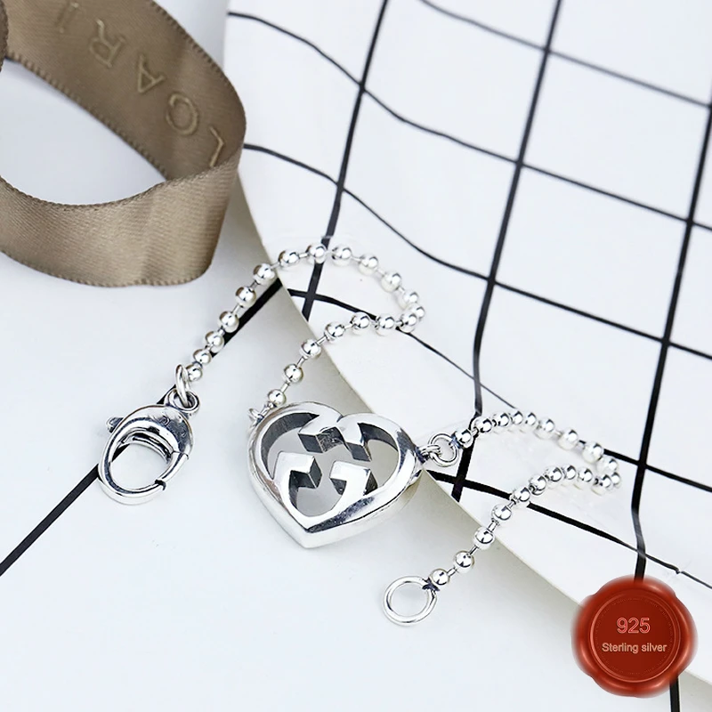 Браслет из стерлингового серебра S925 пробы, индивидуальные простые ювелирные изделия, Ретро стиль, модные буквы, цепочка из бисера, подарок на день Святого Валентина