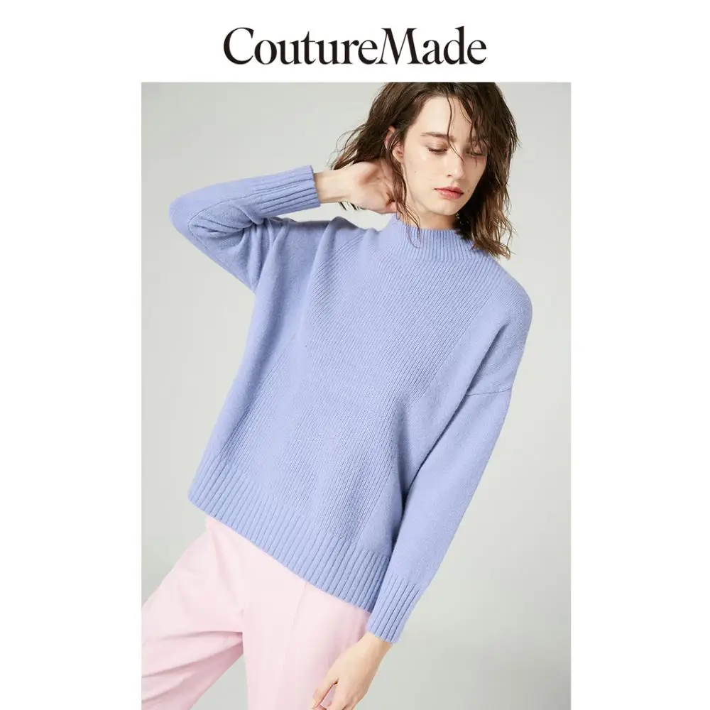 Vero Moda CoutureMade Women‘s Rabbit Fur Round Neckline Drop-shoulder Knit Turtleneck Sweater | 319113529 Женская одежда