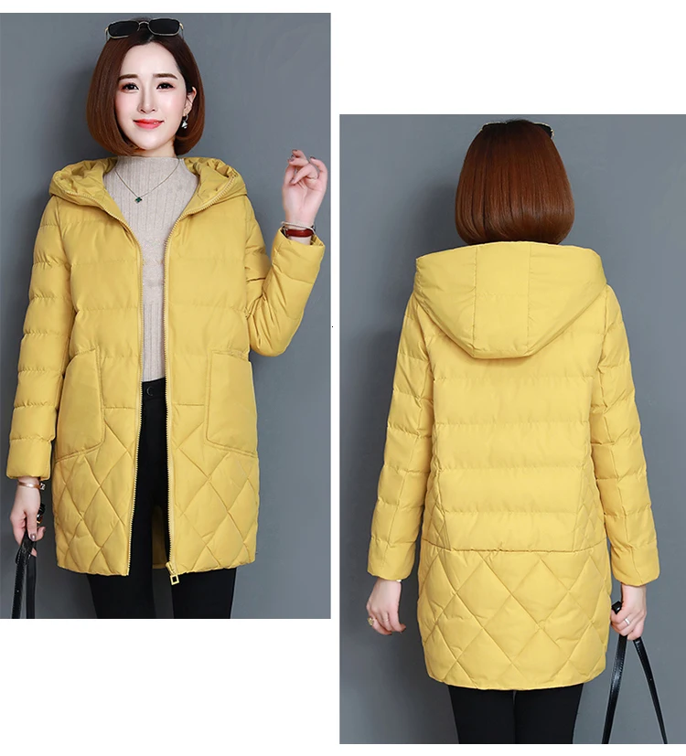women Coats Hooded fashion parkas Solid color jacket Medium and long section women Autumn And Winter new Thicken warm jacket
