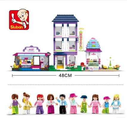 

SLUBAN 0579 Girl'S Version Small Town Street View Pink Dream Children'S Educational Assembled Building Blocks Toy Gift