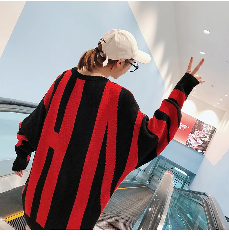 Winter Thicken Sweater Men Warm Fashion Letters Casual Knit Pullover Men Sweter Clothes Wild Loose Long-sleeved Sweater Man