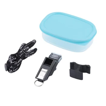 

Coach Whistle Kit, Lightweight Portable Detachable Loud Referee Whistles Finger Clip Teeth Guard Rope Storage Box Set arriva