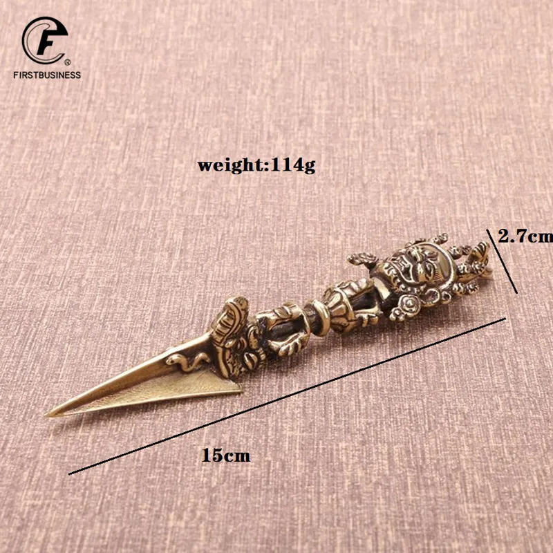 Pure Copper Tibetan Buddhism Dharma Horsehead Vidyā-rājā Pupa Vajra Pestle Desktop Ornament Antique Brass Teahouse Tea Needle