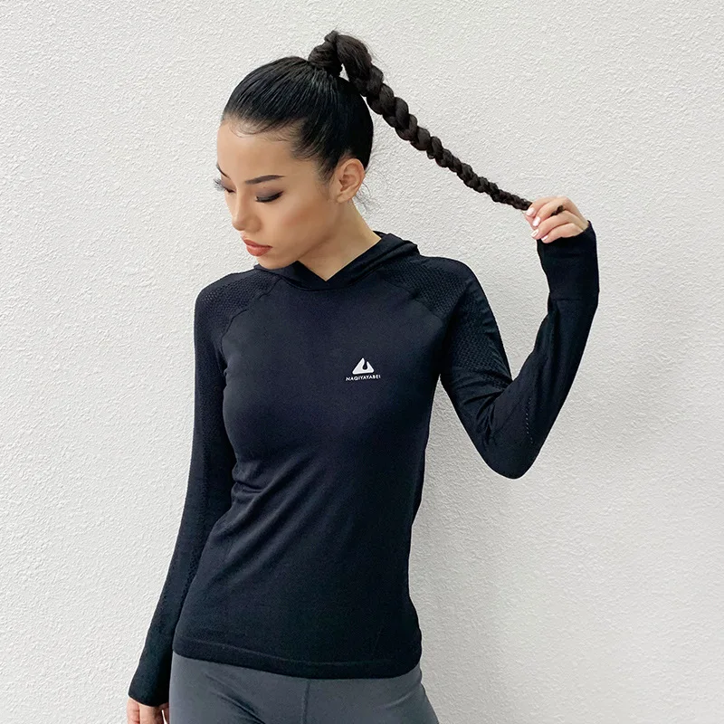 Seamless yoga top long sleeve workout tops for women fitness gym hoodies athletic gym shirt Gradient women sportswear active