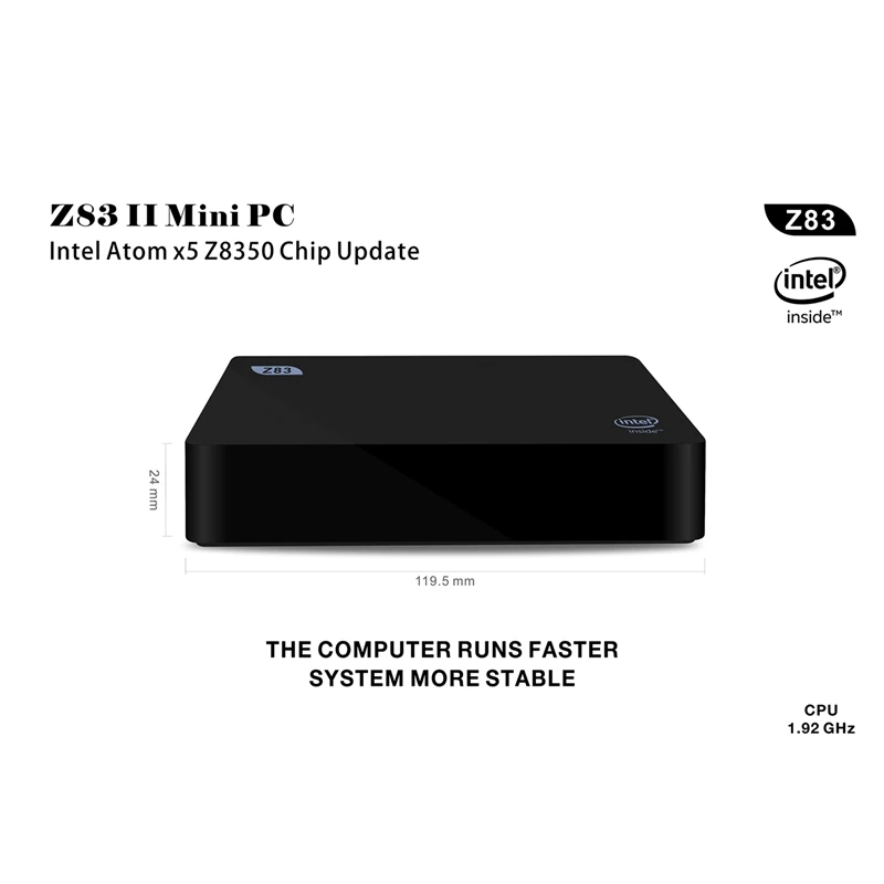 Мини-ПК Z83 для Intel Atom Z8350, до 1,92 ГГц, 4 Гб ОЗУ, 64 Гб ПЗУ, Windows 10, Bluetooth 4,0, 4 K, WiFi, 1000 м, LAN, Мини компьютер