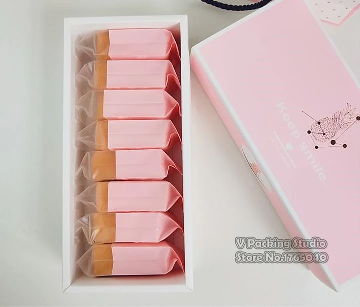

22.5*9.5*5.5cm Pineapple pattern pink Cake Box, mooncake food biscuit candy box .DIY gift packing boxes.100piece\lot