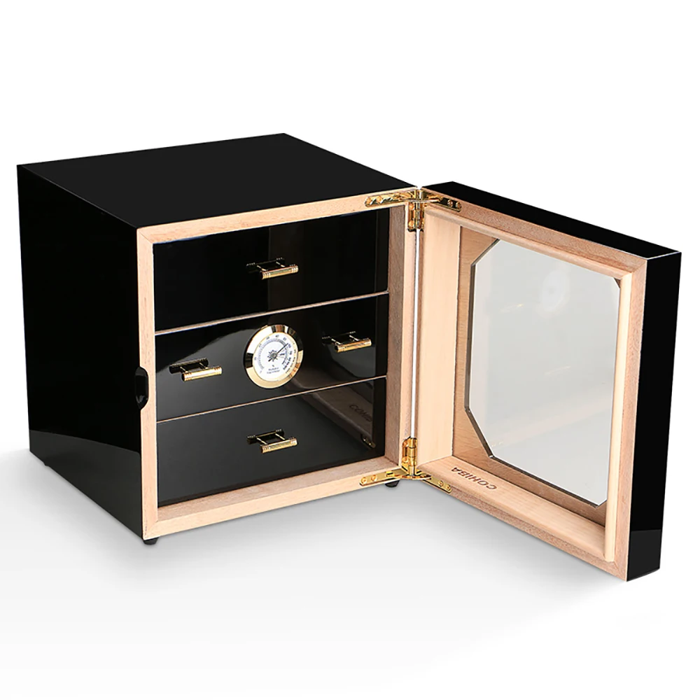 US $159.00 Large Capacity Cigar Storage Box Luxurious 3 Drawers Cedar Wood Cigarette Box Humidor With Hygrometer Humidifier
