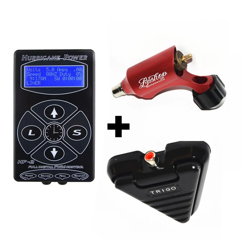 Red Machine Kit Профессиональные татуировки пера комплект Вращающаяся ручка с мини aurora Мощность татуировки Триго педаль питания - Цвет: Red Machine Kit